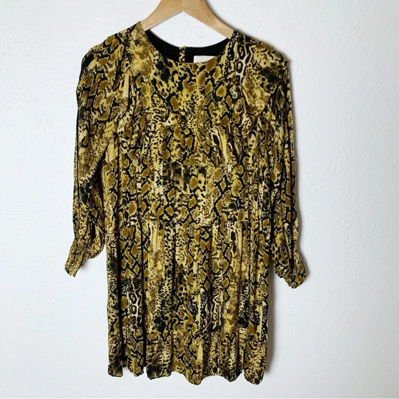 Ba&sh Sym Animal Print Ruffle Mini Dress Ochre Sz XS - Picture 2 of 6